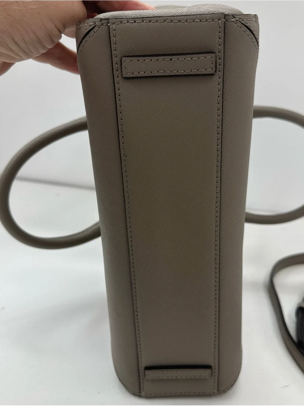 Tory Burch Olive Taupe Leather Tote with Charm